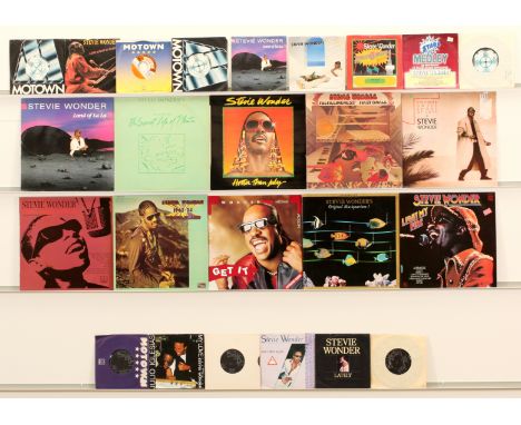 Stevie Wonder LPs, 12" and 7" Singles. Overall condition: Good to Very Good Plus. Vinyl will have signs of play and sleeves w