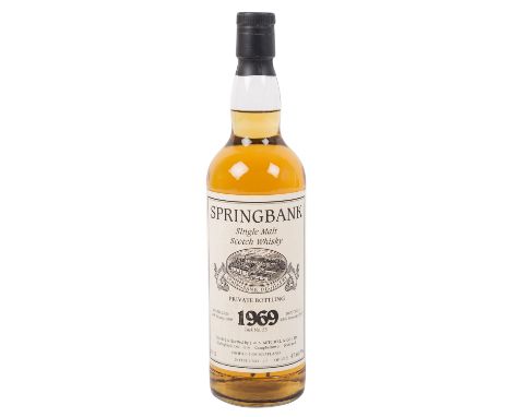 SPRINGBANK Single Malt Scotch Whisky 1969 Region: Campbeltown, Springbank Distillerie, 47,6% Vol., 700 ml, Füllstand im Flasc
