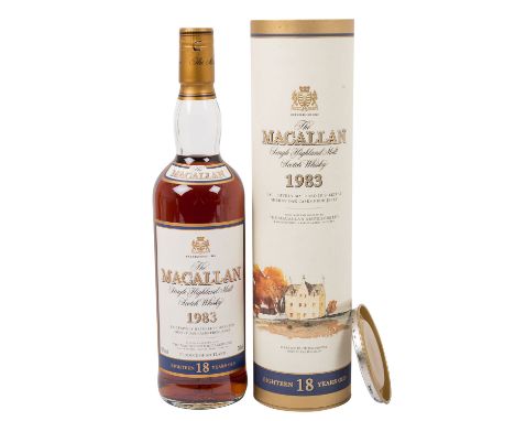 MACALLAN Single Malt Scotch Whisky 1983, 18 years Region: Speyside, The Macallan Distillers, 43% Vol., 700 ml, Füllstand im F