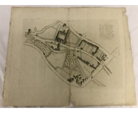 An antique block print engraving of The Black Friars in Canterbury in the year 1595. Unframed with watermarked paper. Approx.