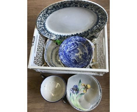 A collection of blue and white ceramics. To include Wedgwood meat platter and Copeland Spode Italian bowl. Together with 4 ch