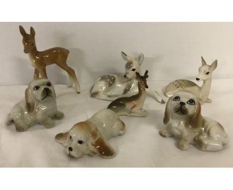 7 x continental ceramic animal figures. To include Lomonosov, Szeiler, USSR, and Goebels. 