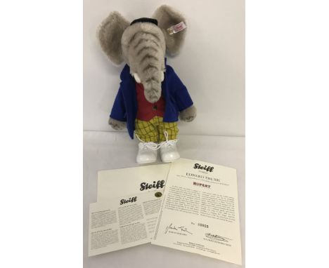A 2008 Limited Edition Steiff 'Edward Trunk' Teddy from the "Rupert Classic" range. Number 915/1500, complete with CoA. 