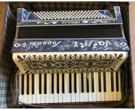 A mid c20th Varsity III Accordion made by Virgilio &amp; Pasquale Soprani. 120 buttons, appears in good order. 