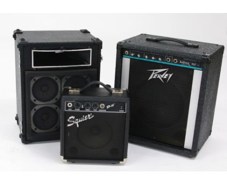 Peavey Minx 110 guitar amplifier, made in USA; together with a Squier SP-10 practice amplifier and a TOA monitor speaker (3)