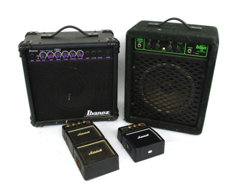 Trace Elliot Boxer 15 guitar amplifier; together with an Ibanez TBZ5 guitar amplifier, a Marshall MS-4 micro amp and a Marsha