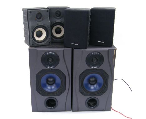 Pair of Spirit Absolute 2 studio reference speaker monitors; together with a pair of Gen Exxa Pro X7 speakers and a pair of O