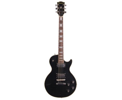 1970s Columbus Les Paul style electric guitar, made in Japan; Finish: black, various heavy and lighter blemishes; Fretboard: 