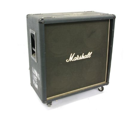 Marshall 1984B Bass 4 x12 speaker cabinet, ser. no: 1008, tolex in tired condition with scuffs and applied stencilling, appea