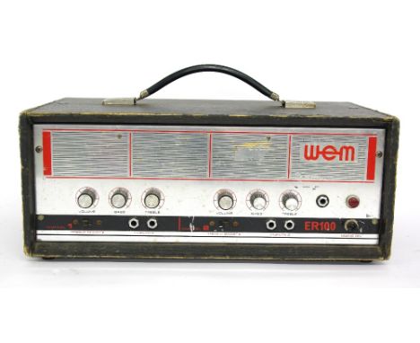 Watkins WEM ER100 guitar amplifier head, made in England, ser. no EC00067, exterior in tired condition, appears to be in work