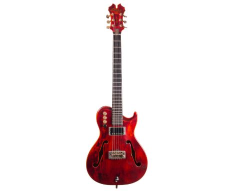 1985 Atlansia by Nobuaki Hayashi Century prototype hollow body electric guitar, made in Japan;  Finish: stained maple; Fretbo