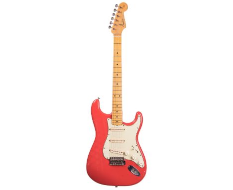 1962 Fender Stratocaster electric guitar, made in USA, ser. no. 8xxx9; Finish: Fiesta red, refinish, refinished a number of t