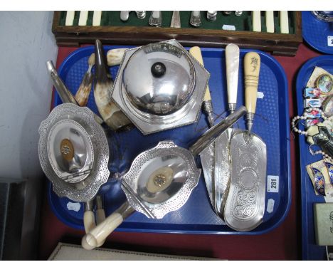 Late Victorian Electroplated Coffee Pot, of tapering shaped oval form spurr capped ivory handles, a matching teapot, three pl