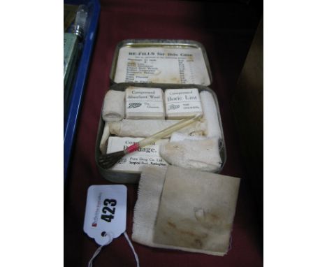A Vintage Boots Pocket First Aid Case, "Specially Designed For Cyclists, Boy Scouts & Tourists", with original contents. 
