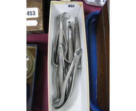 Seven Early 1900's Dentists Steel Tools, varying makers included K.Neville & Co, Sheffield, and a novelty vintage dentists do
