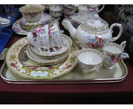 Staffordshire China Tea For Tea Two Service, with floral decoration with name J.Jones to side of cups, "Sheffield Lyceum" lim