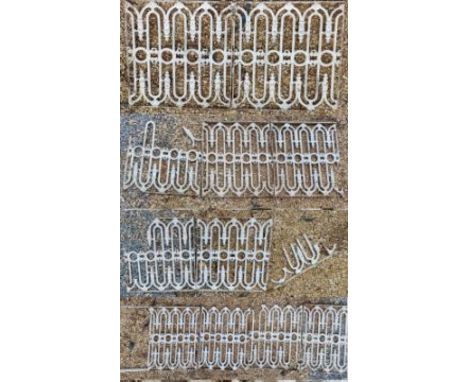 A selection of 19th century Victorian architectural salvage cast iron exterior wall grating / fences. Each with cast scrolled