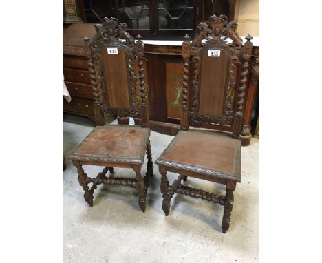  Sale Item:    2 OAK HALL CHAIRS (AF)   Vat Status:   No Vat   Buyers Premium:  This lot is subject to a Buyers Premium of 15