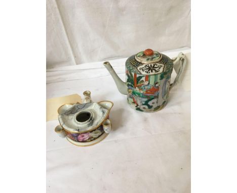  Sale Item:    ORIENTAL TEAPOT &amp; INKWELL (AF)   Vat Status:   No Vat   Buyers Premium:  This lot is subject to a Buyers P