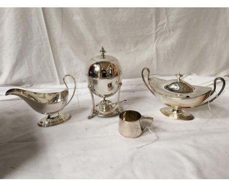  Sale Item:    4 PCS SILVER PLATED WARE SAUCE &amp; GRAVY BOATS EGG COOKER ETC  Vat Status:   No Vat   Buyers Premium:  This 