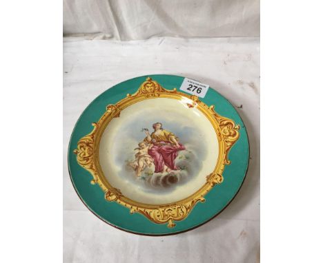  Sale Item:    A G MAJOLICA PLATE WOMAN &amp; CHERUB  Vat Status:   No Vat   Buyers Premium:  This lot is subject to a Buyers