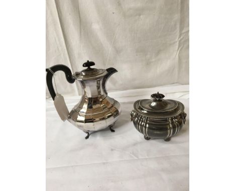  Sale Item:    SILVER PLATED COFFEE POT &amp; CADDY   Vat Status:   No Vat   Buyers Premium:  This lot is subject to a Buyers