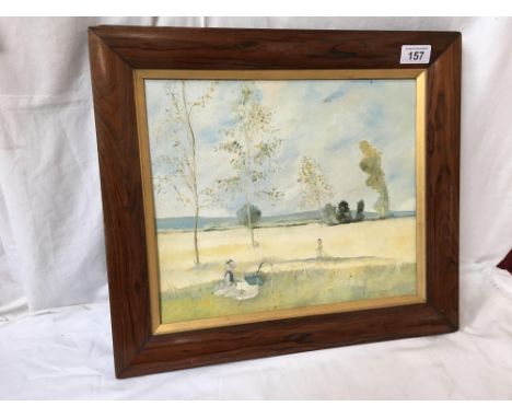  Sale Item:    ROSEWOOD FRAMED PARK SCENE OIL PAINTING (AF)  Vat Status:   No Vat   Buyers Premium:  This lot is subject to a