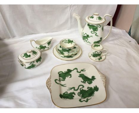  Sale Item:    WEDGWOOD CHINESE TIGERS GREEN TEA &amp; COFFEE CHINA 42 PCS (AF)  Vat Status:   No Vat   Buyers Premium:  This