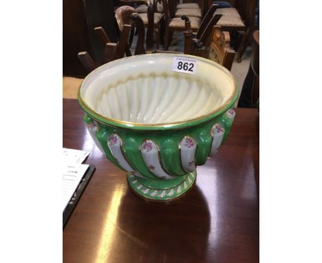  Sale Item:    GREEN &amp; WHITE JARDINIERE   Vat Status:   No Vat   Buyers Premium:  This lot is subject to a Buyers Premium