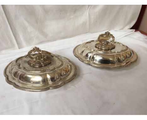  Sale Item:    2 SILVER PLATED ENTREE DISHES   Vat Status:   No Vat   Buyers Premium:  This lot is subject to a Buyers Premiu
