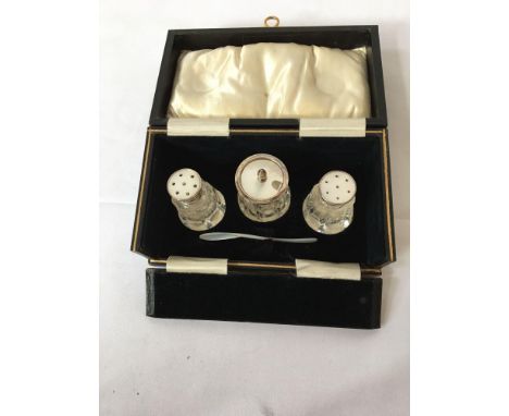  Sale Item:    CASED SET SILVER CONDIMENTS   Vat Status:   No Vat   Buyers Premium:  This lot is subject to a Buyers Premium 