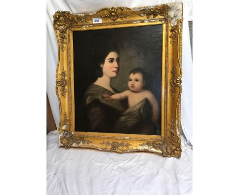  Sale Item:    OIL PAINTING LADY &amp; CHILD (AF)   Vat Status:   No Vat   Buyers Premium:  This lot is subject to a Buyers P