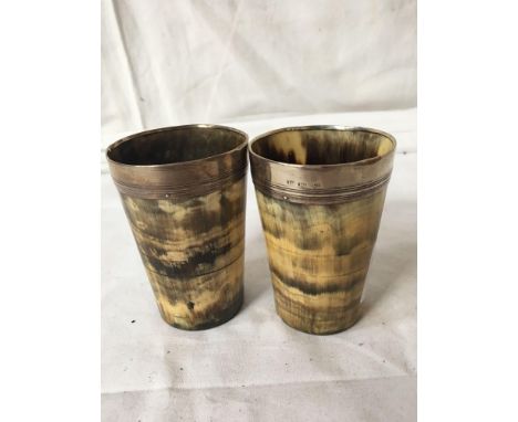  Sale Item:    2 SILVER RIMMED HORN BEAKERS   Vat Status:   No Vat   Buyers Premium:  This lot is subject to a Buyers Premium