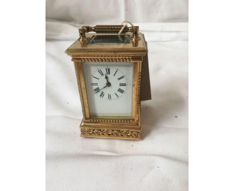  Sale Item:    MINI FRENCH ENGRAVED CARRIAGE CLOCK- NO KEY  Vat Status:   No Vat   Buyers Premium:  This lot is subject to a 