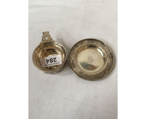  Sale Item:    STERLING SILVER CHRISTENING BOWL &amp; DISH  Vat Status:   No Vat   Buyers Premium:  This lot is subject to a 