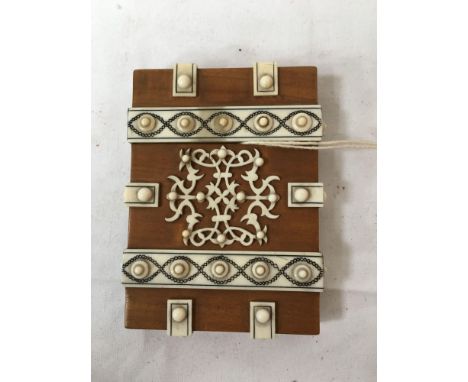  Sale Item:    DECORATED SANDALWOOD CARD CASE (AF)  Vat Status:   No Vat   Buyers Premium:  This lot is subject to a Buyers P
