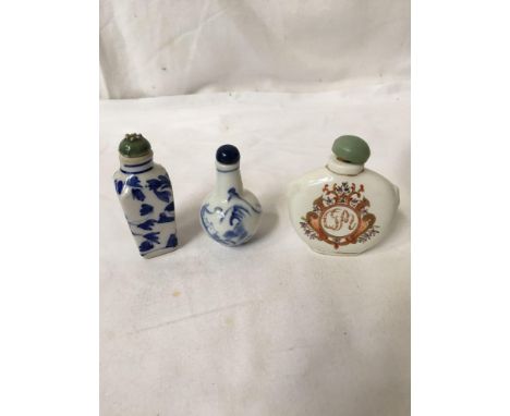  Sale Item:    3 CHINESE SNUFF BOTTLES   Vat Status:   No Vat   Buyers Premium:  This lot is subject to a Buyers Premium of 1