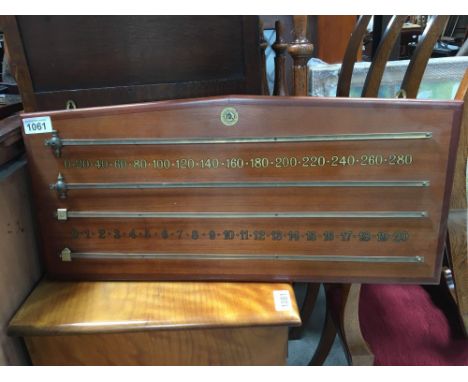 Sale Item:    SNOOKER SCORE BOARD &amp; CUE RACK   Vat Status:   No Vat   Buyers Premium:  This lot is subject to a Buyers P