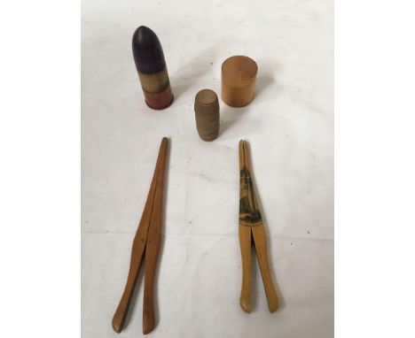  Sale Item:    BOX MAUCHLINE &amp; TREEN WOODEN WARE ETC  Vat Status:   No Vat   Buyers Premium:  This lot is subject to a Bu