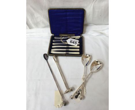  Sale Item:    SILVER PLATED SALAD SERVERS ICE CRACKER SPOON &amp; CASED KNIVES(AF)  Vat Status:   No Vat   Buyers Premium:  