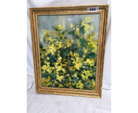  Sale Item:    OIL PAINTING YELLOW FLOWERS SHOW ALL  Vat Status:   No Vat   Buyers Premium:  This lot is subject to a Buyers 