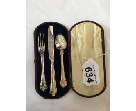  Sale Item:    CASED 3 PCE SILVER CUTLERY SET   Vat Status:   No Vat   Buyers Premium:  This lot is subject to a Buyers Premi