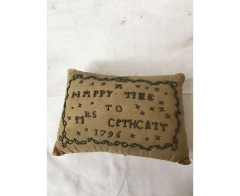  Sale Item:    1796 BEADWORK CUSHION   Vat Status:   No Vat   Buyers Premium:  This lot is subject to a Buyers Premium of 15%