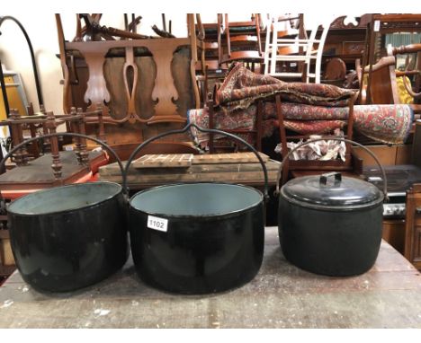  Sale Item:    3 ENAMEL PANS (AF)   Vat Status:   No Vat   Buyers Premium:  This lot is subject to a Buyers Premium of 15% + 
