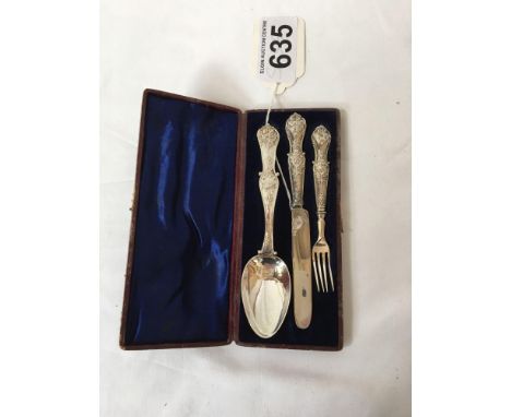  Sale Item:    CASED 3 PCE SILVER CUTLERY SET   Vat Status:   No Vat   Buyers Premium:  This lot is subject to a Buyers Premi