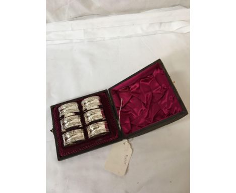  Sale Item:    CASED SILVER PLATED 6 NAPKIN RINGS (CASE AF)  Vat Status:   No Vat   Buyers Premium:  This lot is subject to a