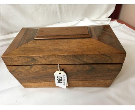  Sale Item:    WOODEN TEA CADDY- NO KEY (AF)   Vat Status:   No Vat   Buyers Premium:  This lot is subject to a Buyers Premiu