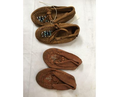 Sale Item:    2 PAIRS INDIAN MOCCASINS (AF)   Vat Status:   No Vat   Buyers Premium:  This lot is subject to a Buyers Premiu