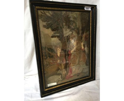  Sale Item:    GEORGIAN PAINTED SILK &amp; WOOLWORK PICTURE (AF)  Vat Status:   No Vat   Buyers Premium:  This lot is subject