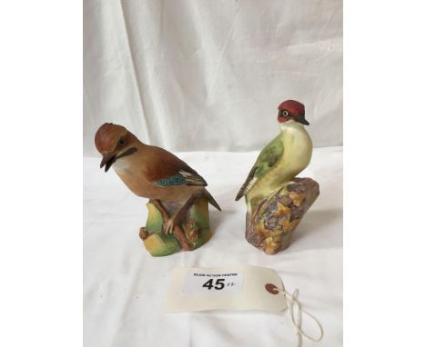  Sale Item:    ROYAL WORCESTER WOODPECKER &amp; JAY   Vat Status:   No Vat   Buyers Premium:  This lot is subject to a Buyers